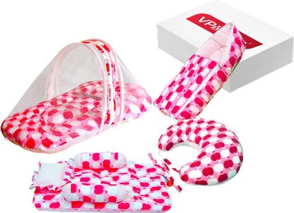 VParents Daisy Baby 4 Piece Bedding Set with Pillow and Bolsters Sleeping Bag and Bedding Set and Feeding Pillow Combo