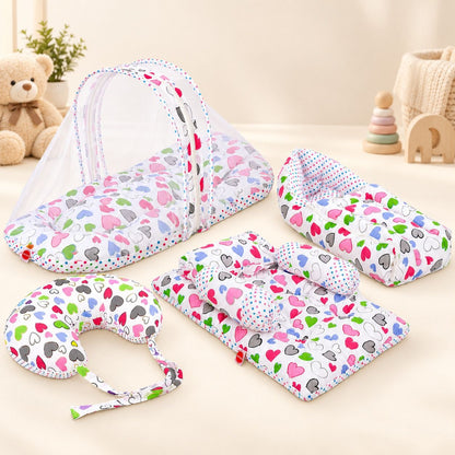 VParents Daisy Baby 4 Piece Bedding Set with Pillow and Bolsters Sleeping Bag and Bedding Set and Feeding Pillow Combo