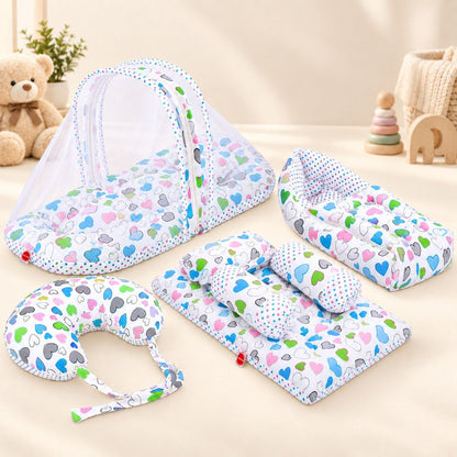 VParents Daisy Baby 4 Piece Bedding Set with Pillow and Bolsters Sleeping Bag and Bedding Set and Feeding Pillow Combo