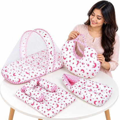 VParents Cheeky Cheeky Baby 4 Piece Bedding Set with Pillow and Bolsters Sleeping Bag and Bedding Set Combo