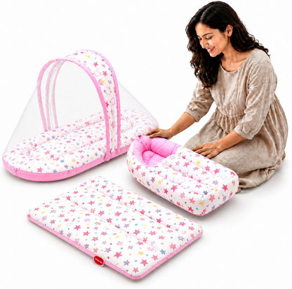 VParents Cheeky Cheeky Baby 4 Piece Bedding Set with Pillow and Bolsters Sleeping Bag and Bedding Set Combo