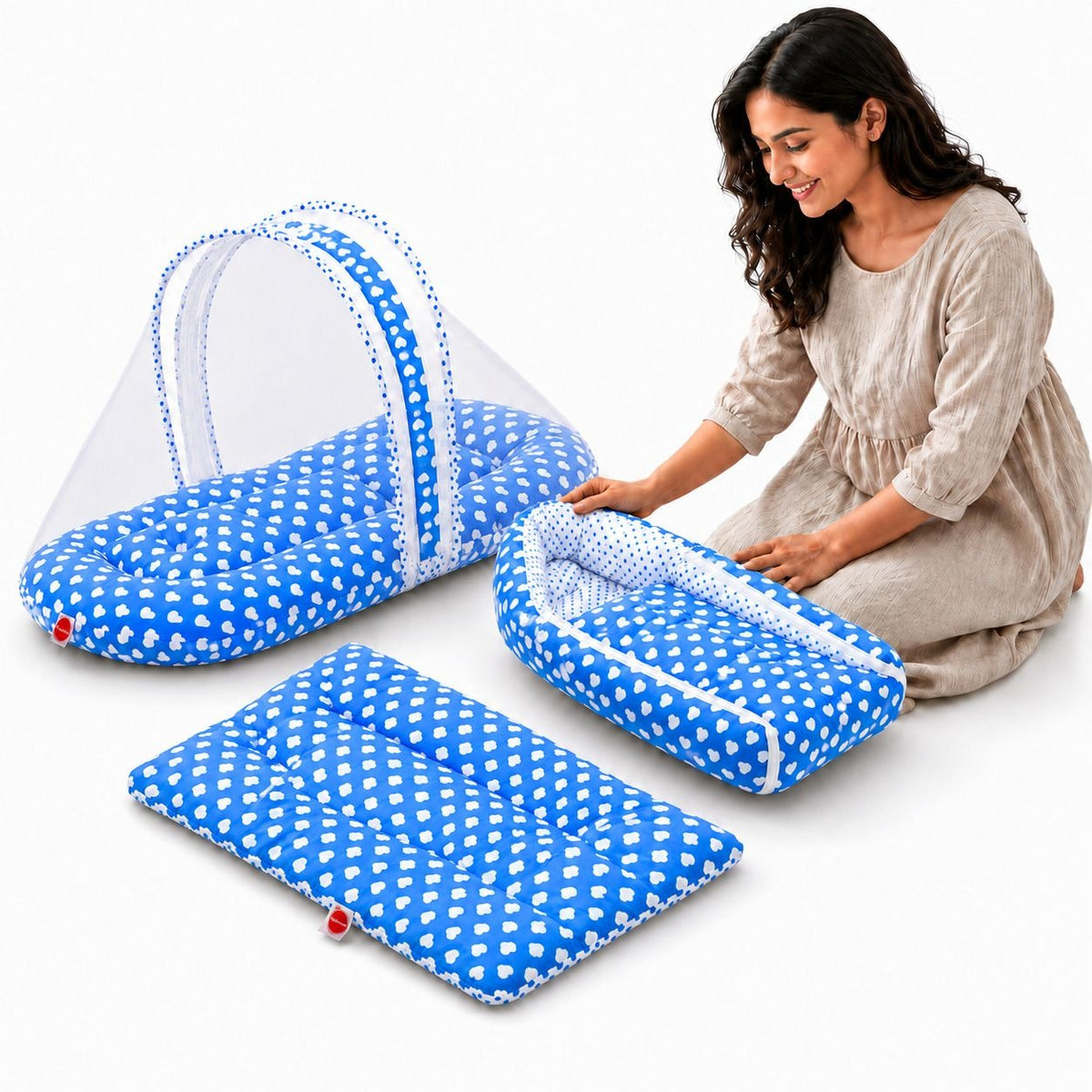 VParents Cheeky Cheeky Baby 4 Piece Bedding Set with Pillow and Bolsters Sleeping Bag and Bedding Set Combo