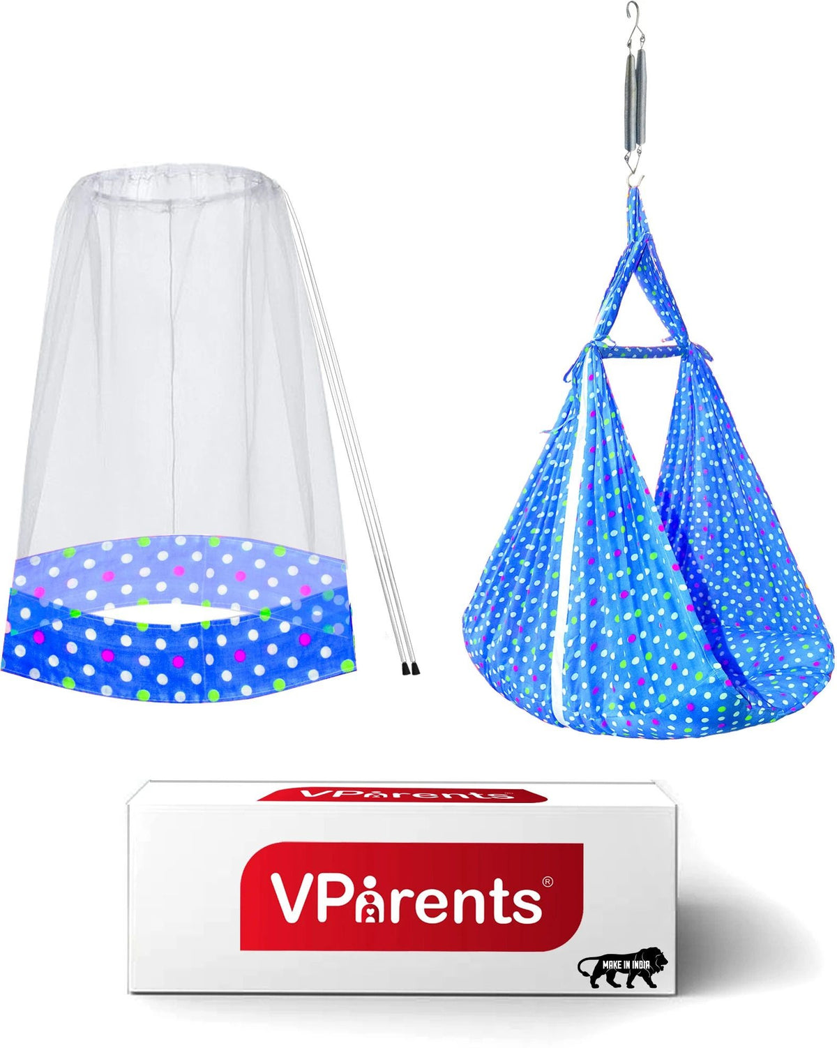 VParents Infant Baby Swing Cradle with Mosquito Net and Spring