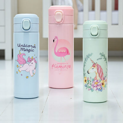 VParents Stainless Steel Insulated Water Bottle Vacuum Flask with One-Touch Lid for kids (assorted)- 420ML