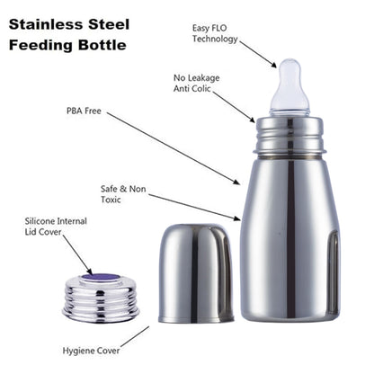 VParents Grade 304 Tapper Stainless Steel Baby Feeding Bottle -250 ml