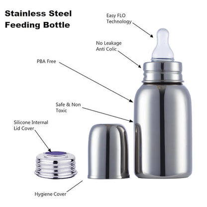 VParents Grade 304 Bullet Stainless Steel Baby Feeding Bottle -250 ml