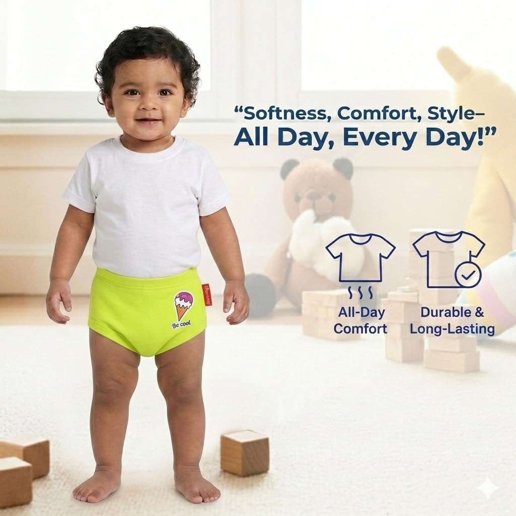 VParents Bloomer for Kids Unisex, 100% Pure Cotton Soft & Breathable Underwear Bloomers for Baby Comfortable & Durable pack of 3
