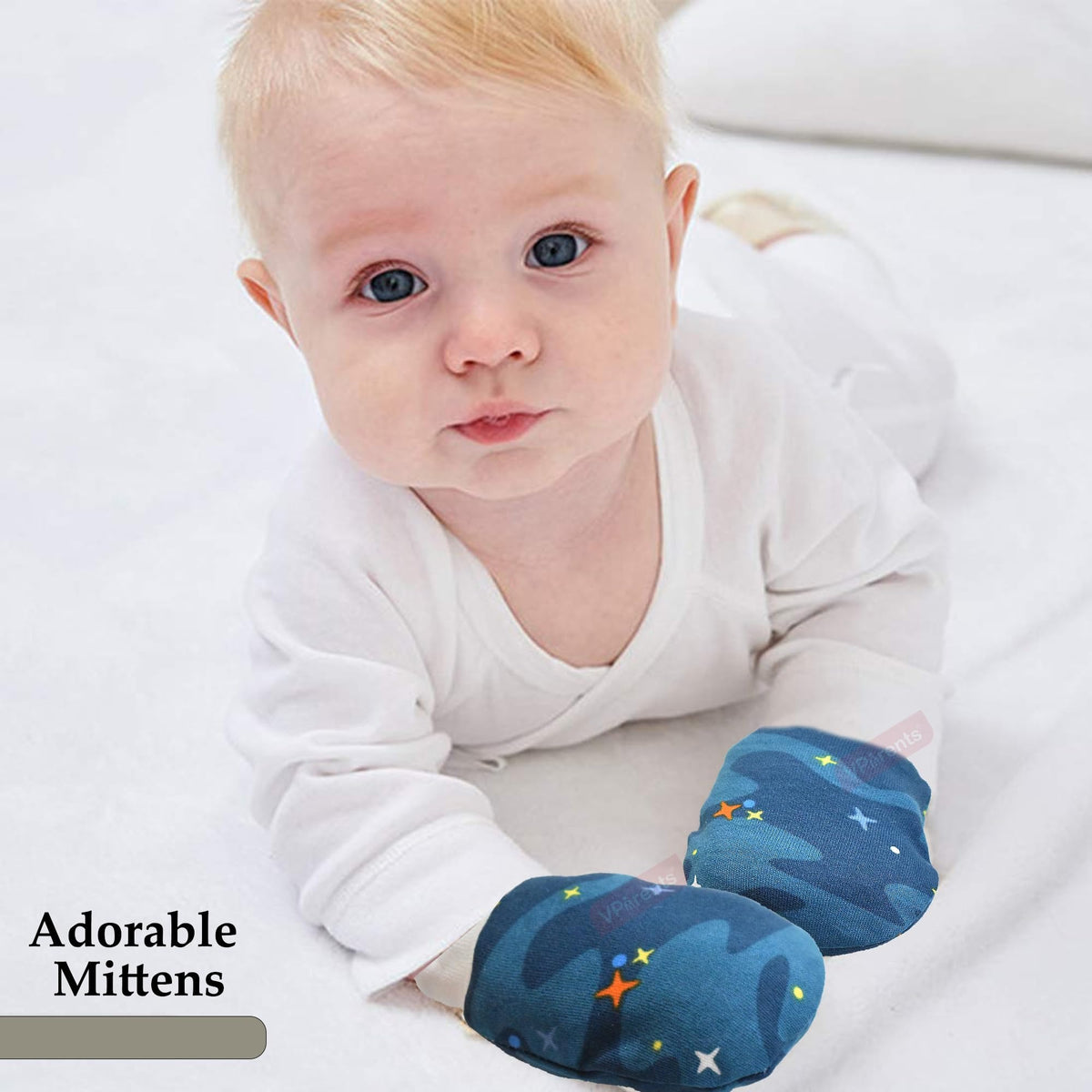 VParents Baby Mitten and Booties Set New Born Printed Gloves & Socks Combo (Multicolor,0-6 Months) Pack of -2