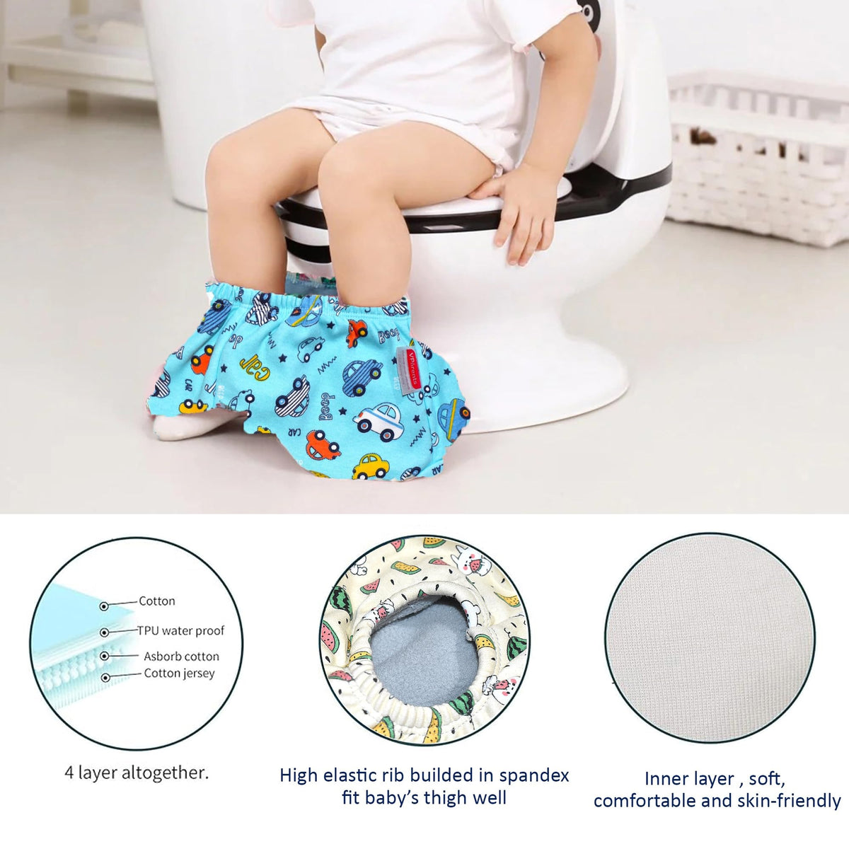 VParents Padded Underwear for Babies and Toddlers with 3 Layers of Cotton Padding Potty Training  Pull Up & Diaper-Free Time