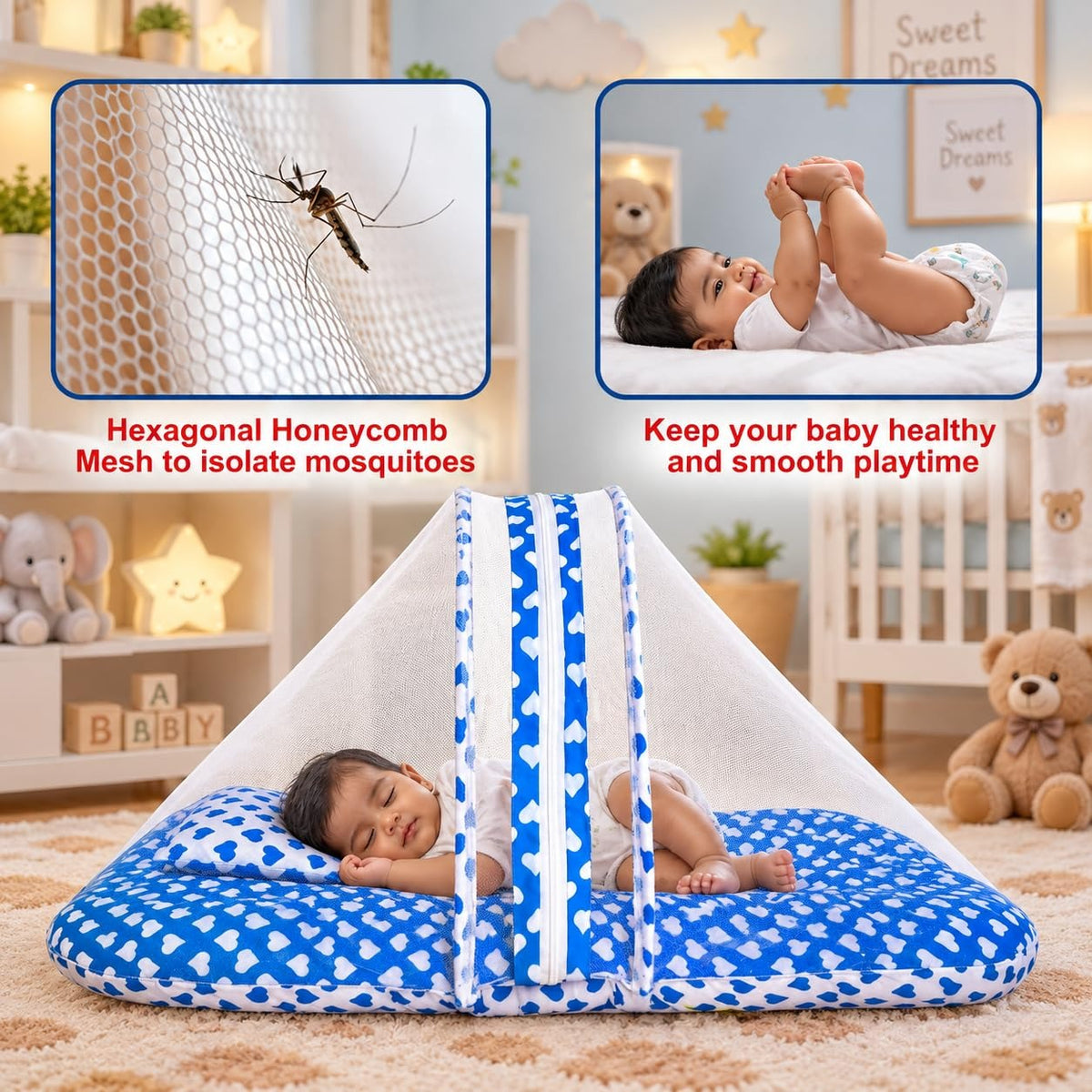 VParents Daisy Baby 4 Piece Bedding Set with Pillow and Bolsters Sleeping Bag and Bedding Set and Feeding Pillow Combo
