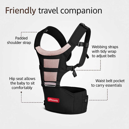 VParents Hip Seat Baby Carrier with 4 Carry Positions, Baby Carrier with Hip seat for 3 to 36 Months Baby, Adjustable New-Born to Toddler Carrier, Max Weight Up to 15 Kgs Royal