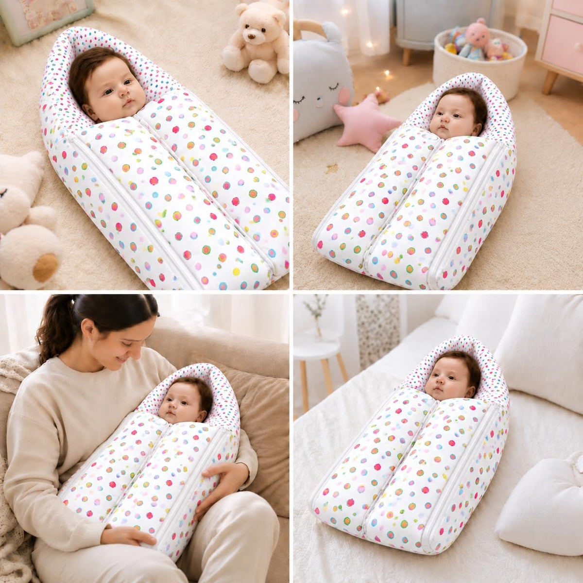 VParents Daisy Baby 4 Piece Bedding Set with Pillow and Bolsters Sleeping Bag and Bedding Set and Feeding Pillow Combo