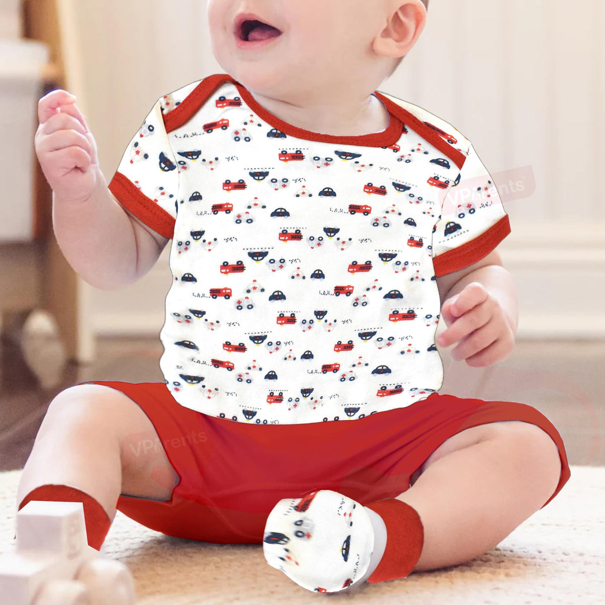VParents Honey Punch New Born Baby Gift Set (Red, Pack of 8)