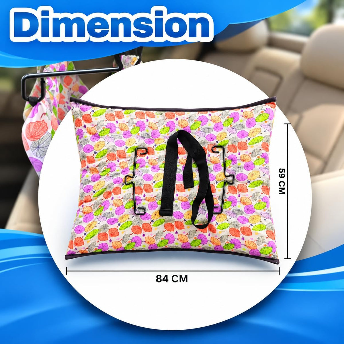 VParents Car Cradle Hammock for 0 to 2 year baby | Portable with Adjustble Belt, Hammock Cloth, Hangers