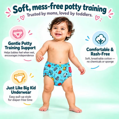 VParents Padded Underwear for Babies and Toddlers with 3 Layers of Cotton Padding Potty Training  Pull Up & Diaper-Free Time (2 - 3 years ,Car)