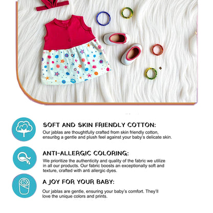 VParents Cotton Knee-Length Sleeveless Girls Frock 18- 24 Months pack of 3