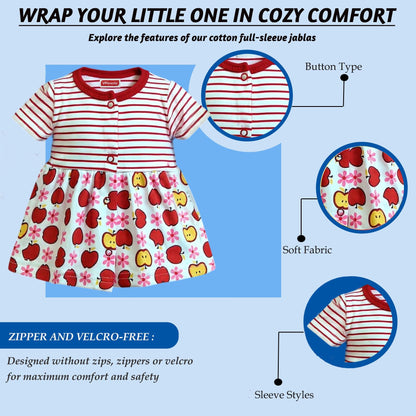 VParents Cotton Knee-Length Half Sleeves Girls 12- 18 months Frock pack of 5