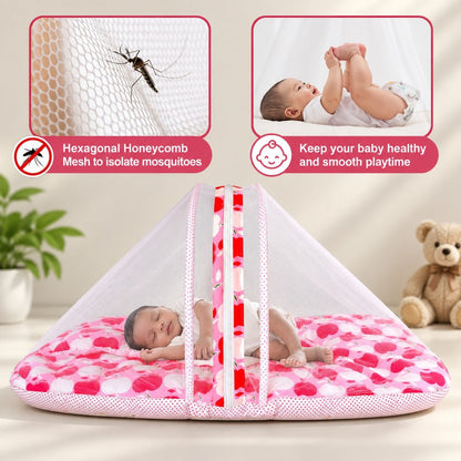 VParents Rosy Baby Feeding Pillow Bedding Set with Mosquito net and Sleeping Bag Combo