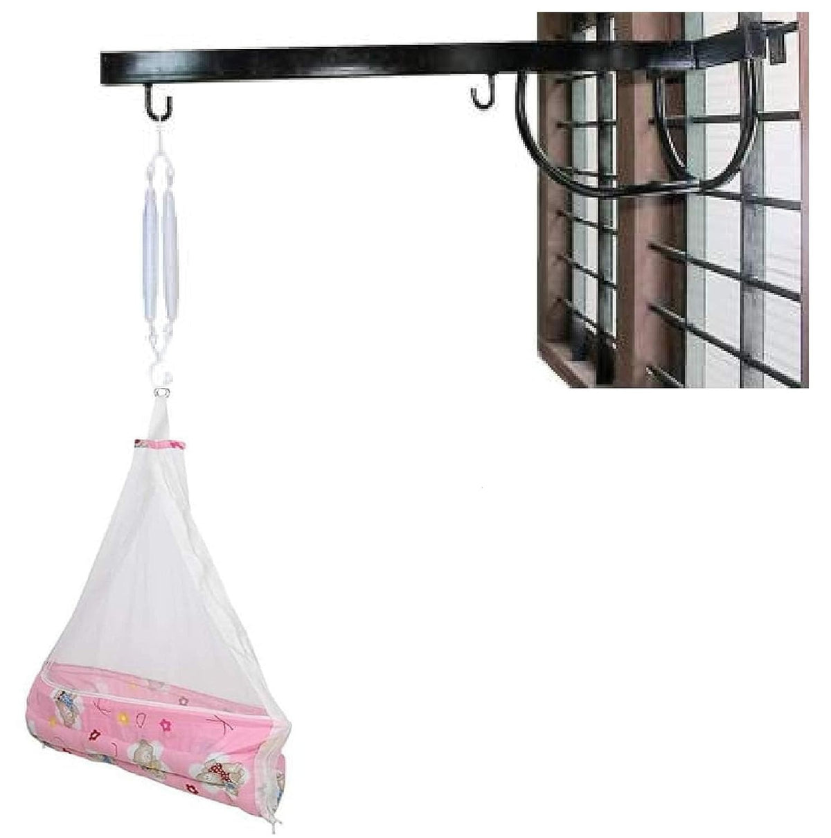 VParents Infant Baby Swing Cradle with Mosquito Net and Spring