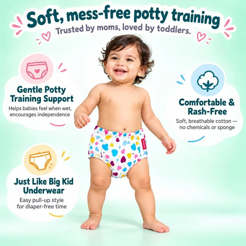 VParents Padded Underwear for Babies and Toddlers with 3 Layers of Cotton Padding Potty Training  Pull Up & Diaper-Free Time Pack of 5 (1 - 2 YEARS Unicorn car boat galaxy mashroom)