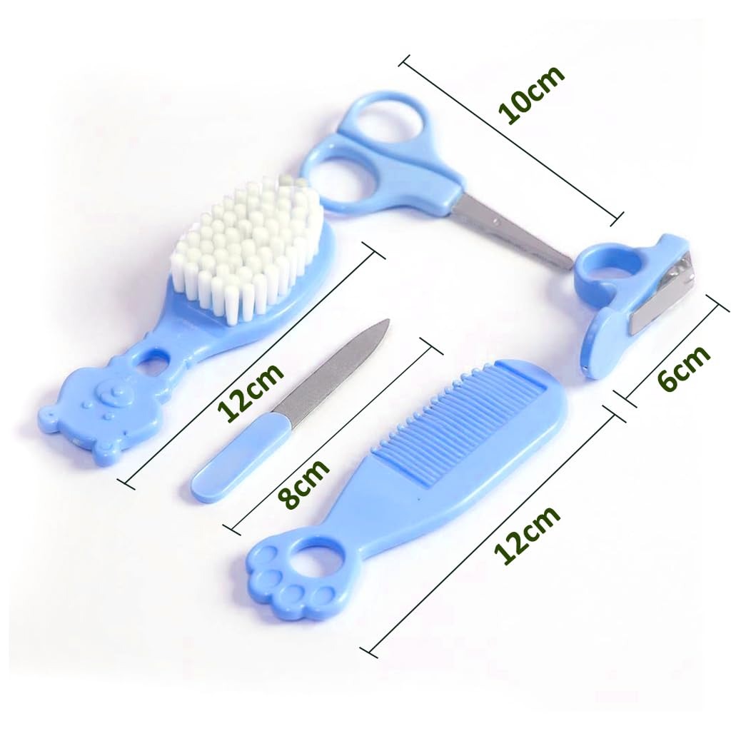 VParents Baby 5in1 new born baby Grooming Kit Set,nail Cutter, Scissor, Filer, hair brush, hair comb Baby Grooming Kit for New Born Baby, Baby Nail Cutter,5pcs (blue)