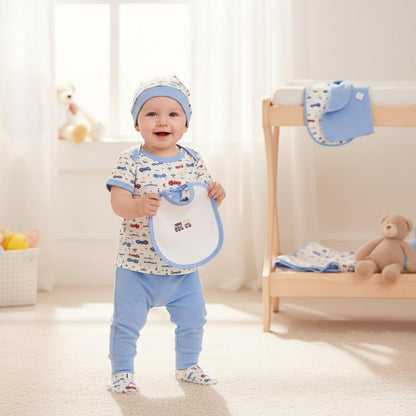 VParents Honey Punch New Born Baby Gift Set (Blue, Pack of 10)