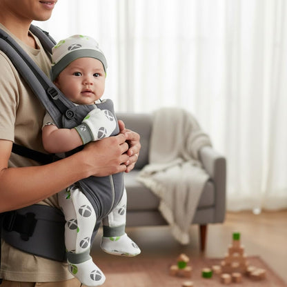 VParents Baby Mittens Caps Gloves and Booty Combo  - (0-3 Months) | Unisex Booty Set | Durable Cotton Gift Set | Multicoloured Hand Gloves and Socks | -Assorted Deisgn -Winter Clothing (Gray)