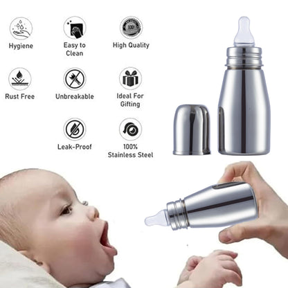 VParents Grade 304 Tapper Stainless Steel Baby Feeding Bottle -250 ml