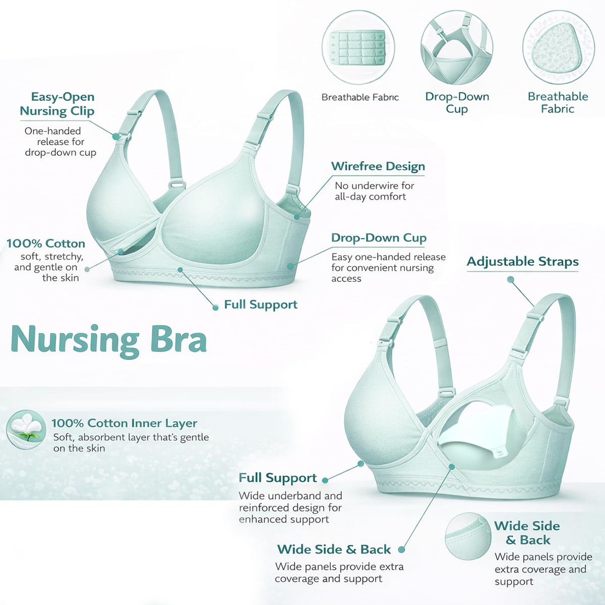 VParents Women's Cotton Multicolor Full Cup Non Padded Feeding Bra/Nursing Bra/Maternity Bra Combo