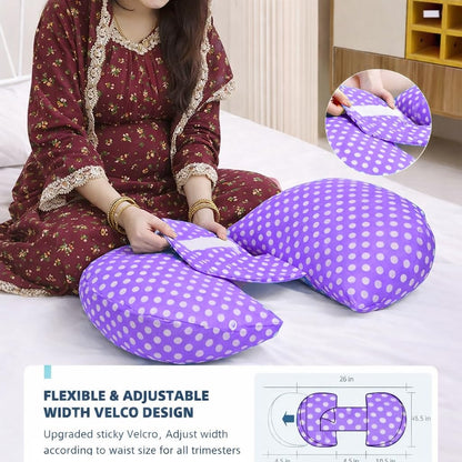 VParents Pregnancy Pillow for Women, Soft Maternity Pillows for Pregnancy Sleeping, Support for Back, Belly, HIPS, Legs, Maternity Pillow with Detachable and Adjustable Pillow Cover