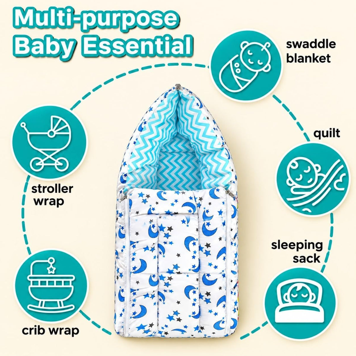 VParents Cheeky Cheeky Baby 4 Piece Bedding Set with Pillow and Bolsters Sleeping Bag and Bedding Set Combo