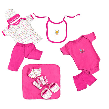 VParents Honey Punch New Born Baby Gift Set (Pink, Pack of 8)