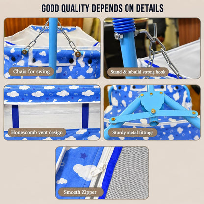 VParents Bunny New Born Baby Crib Bassinet cot Swing Cradle Jhula Palna(blue)