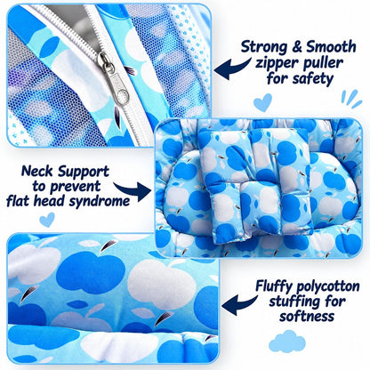 VParents Rosy Baby Feeding Pillow Bedding Set with Mosquito net and Sleeping Bag Combo