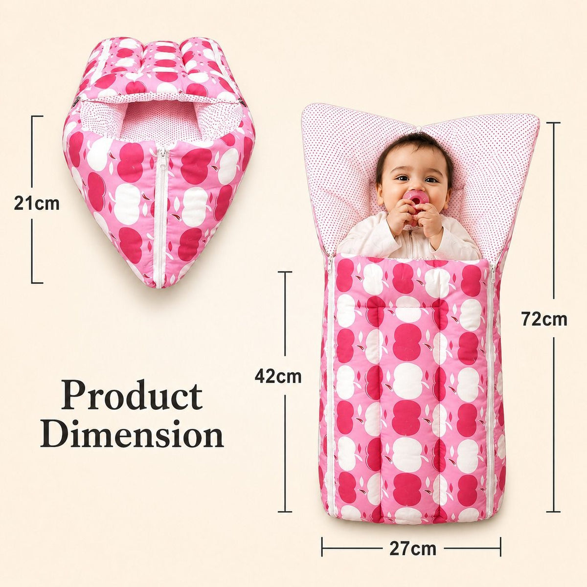 VParents Cheeky Cheeky Baby 4 Piece Bedding Set with Pillow and Bolsters Sleeping Bag and Bedding Set Combo