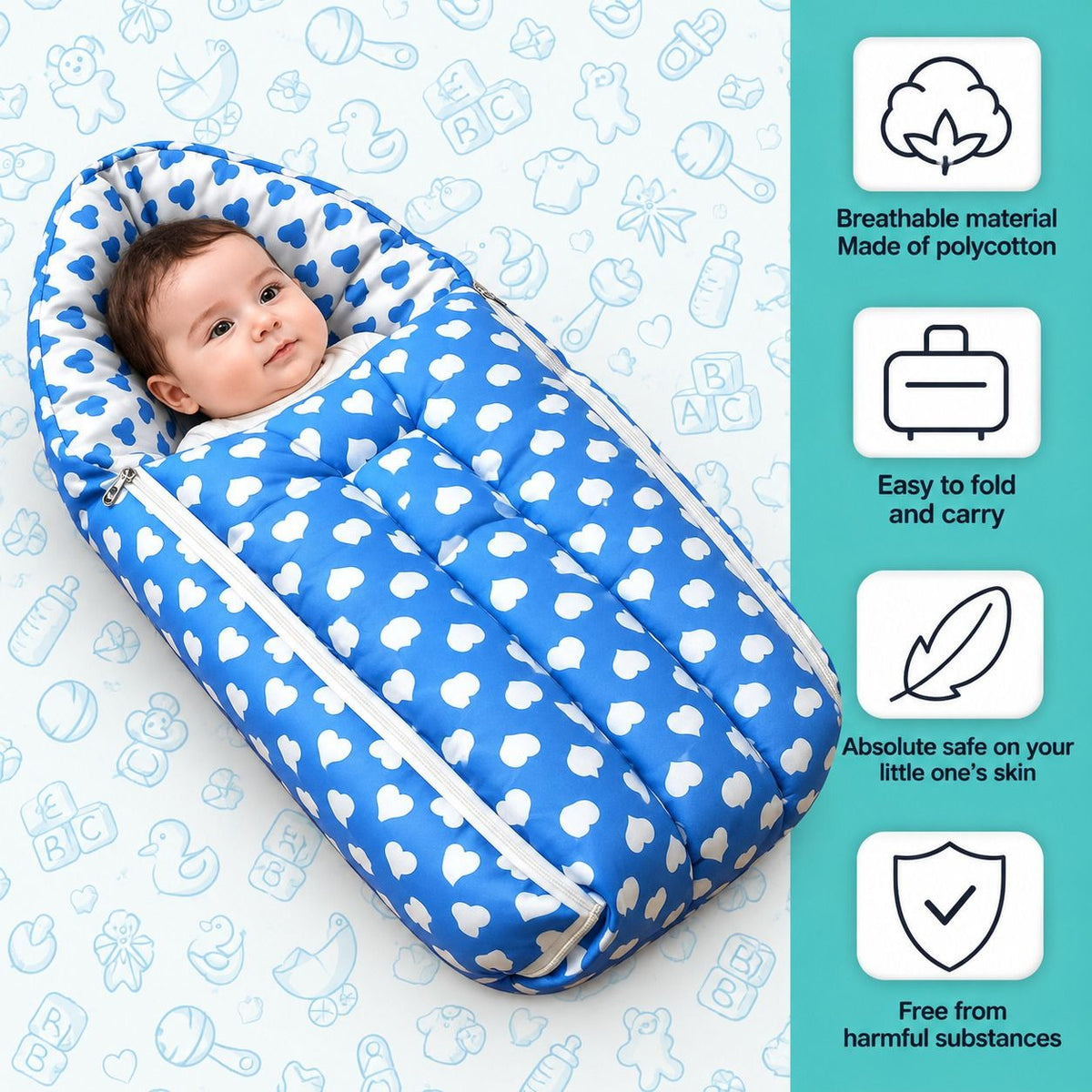 VParents Rosy Baby Feeding Pillow Bedding Set with Mosquito net and Sleeping Bag Combo