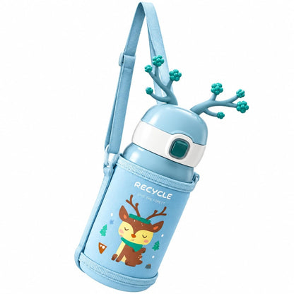 VParents Stainless Steel Insulated Water Bottle Vacuum Flask with One-Touch Lid for kids (assorted)- 420ML