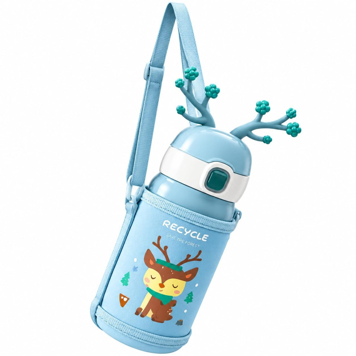 VParents Stainless Steel Insulated Water Bottle Vacuum Flask with One-Touch Lid for kids (assorted)- 420ML