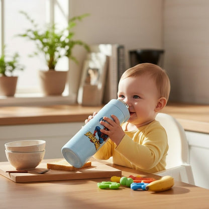 VParents Stainless Steel Insulated Water Bottle Vacuum Flask with One-Touch Lid for kids (assorted)- 420ML
