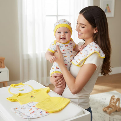 VParents Honey Punch New Born Baby Gift Set (Yellow, Pack of 8)