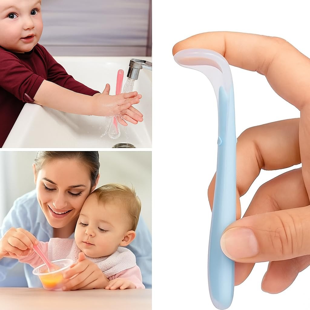 VParents Baby Feeding Spoon Set Of 3 With Ultra Supple 100% Silicone Tip,Bpa Free Material With Food Grade Silicone Tip,Self Feeding Utensil,Baby Weaning Spoon For Kids 4 Months+ (Multicolour)