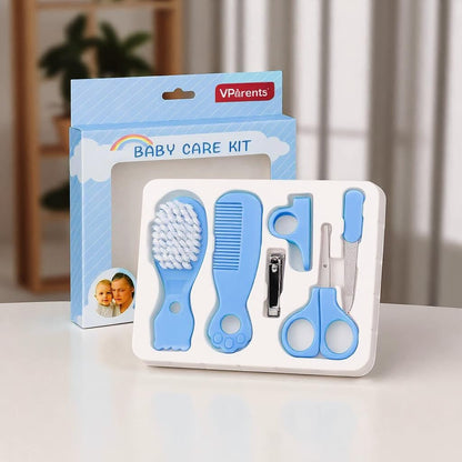 VParents Baby 5in1 new born baby Grooming Kit Set,nail Cutter, Scissor, Filer, hair brush, hair comb Baby Grooming Kit for New Born Baby, Baby Nail Cutter,5pcs (blue)