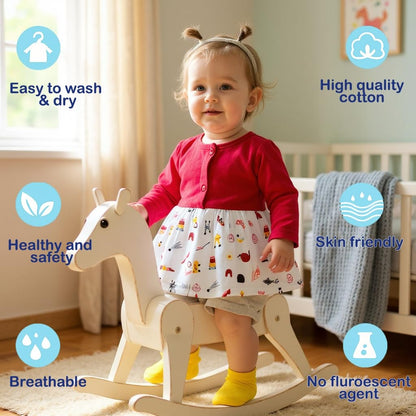 VParents Cotton Knee-Length Full Sleeves Girls 18- 24 Months Frock pack of 4
