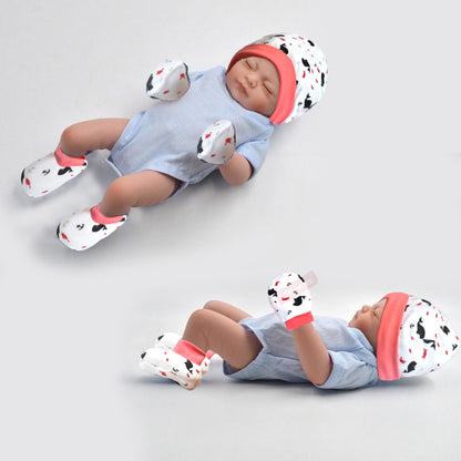 VParents Baby Mitten and Booties Set New Born Printed Gloves & Socks Combo (Multicolor,0-6 Months) Pack of -3