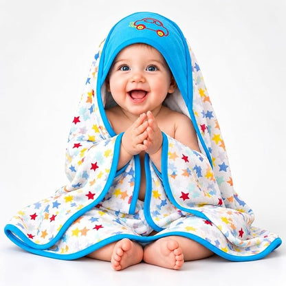 VParents cotton New Born Baby Hooded Wrapper Blanket,sigle layer  -Assorted design deo