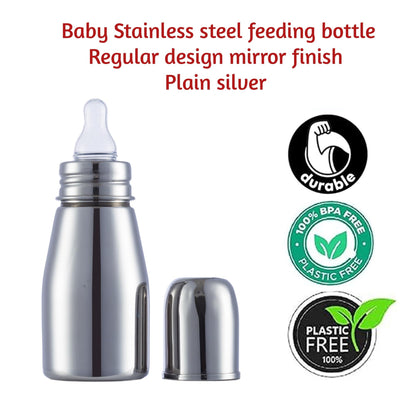 VParents Grade 304 Tapper Stainless Steel Baby Feeding Bottle -250 ml