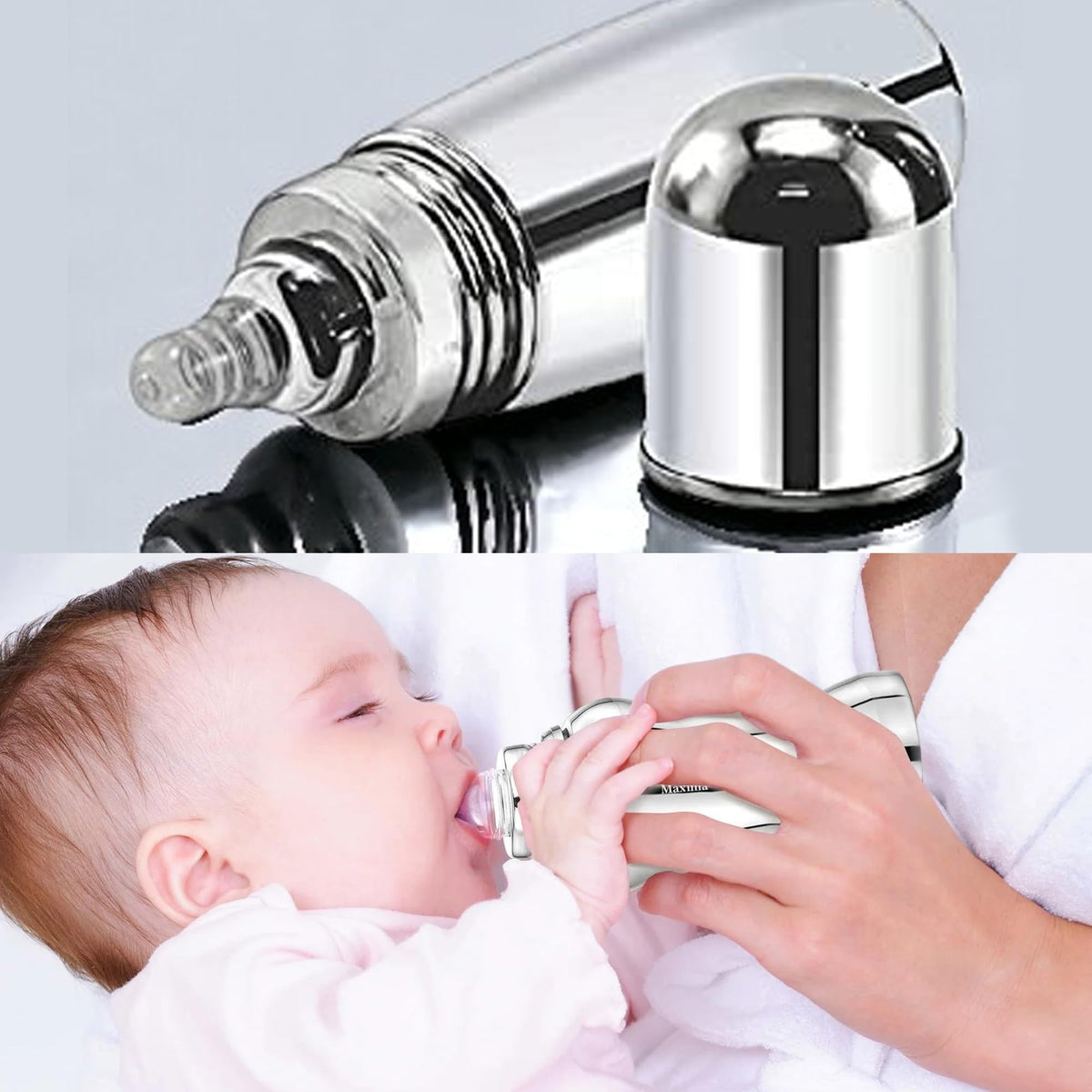 VParents Grade 304 Bullet Stainless Steel Baby Feeding Bottle -250 ml
