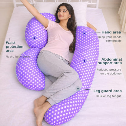 VParents Pregnancy Pillow for Women, Soft Maternity Pillows for Pregnancy Sleeping, Support for Back, Belly, HIPS, Legs, Maternity Pillow with Detachable and Adjustable Pillow Cover