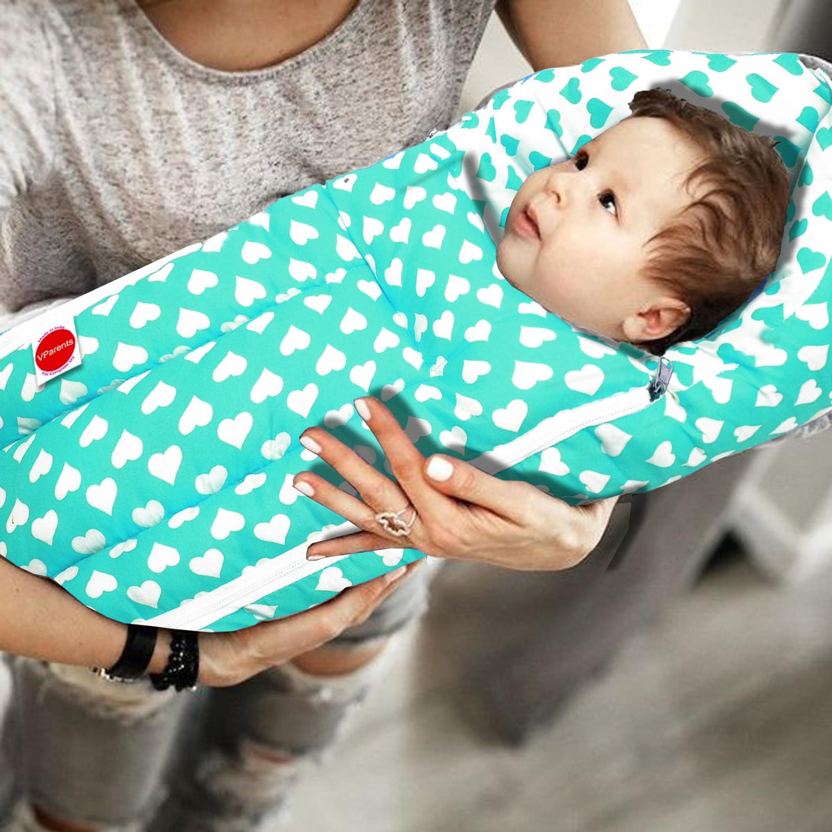 VParents Daisy Baby 4 Piece Bedding Set with Pillow and Bolsters Sleeping Bag and Bedding Set and Feeding Pillow Combo
