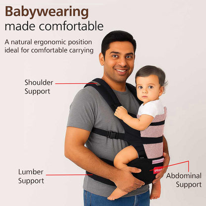 VParents Hip Seat Baby Carrier with 4 Carry Positions, Baby Carrier with Hip seat for 3 to 36 Months Baby, Adjustable New-Born to Toddler Carrier, Max Weight Up to 15 Kgs Royal